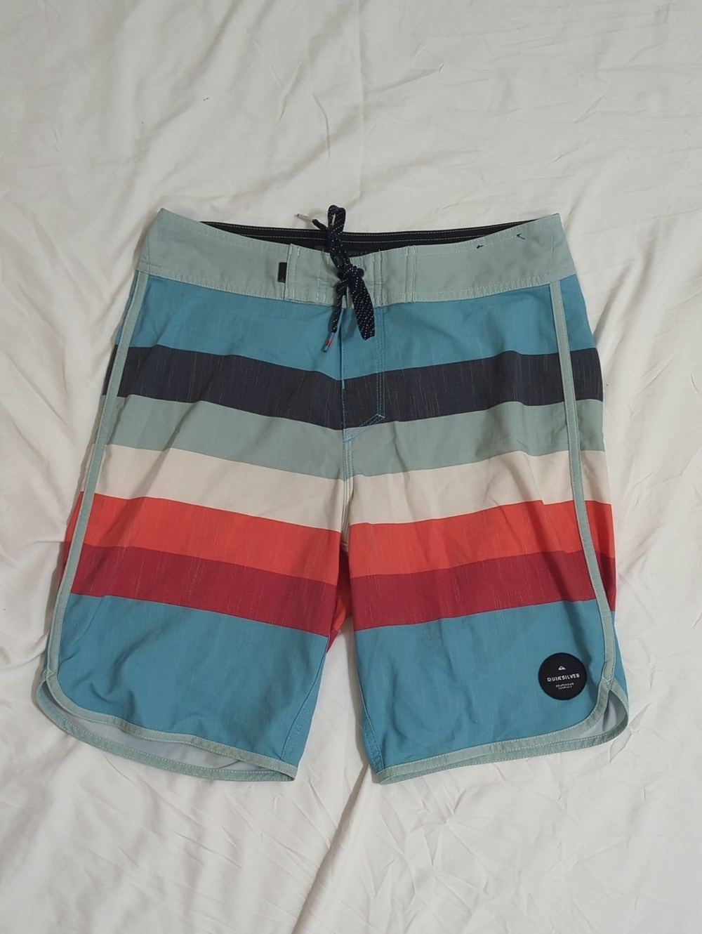 Quicksilver Board Shorts, Color Multicolored Stripe Size 30